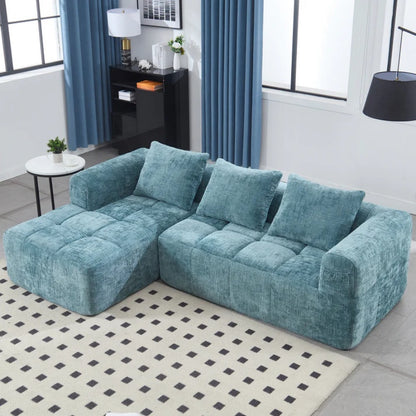 UNITED WE WIN 98.42-inch modular sectional sofa, modern modular L-shaped sofa with chaise longue, equipped with small side pockets and free of compression during installation.-海智集-Default-