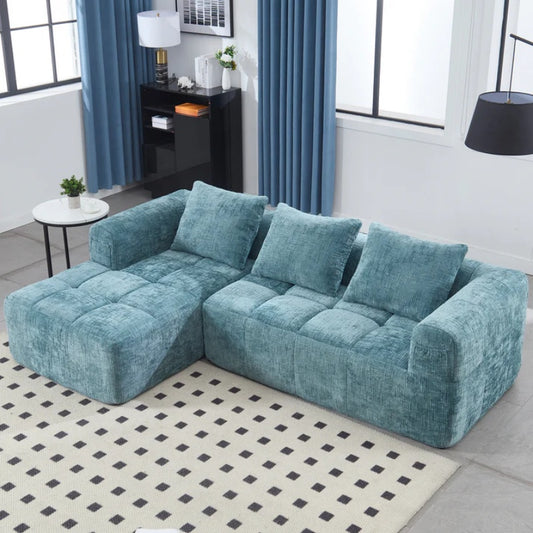 UNITED WE WIN 98.42-inch modular sectional sofa, modern modular L-shaped sofa with chaise longue, equipped with small side pockets and free of compression during installation.-海智集-Default-