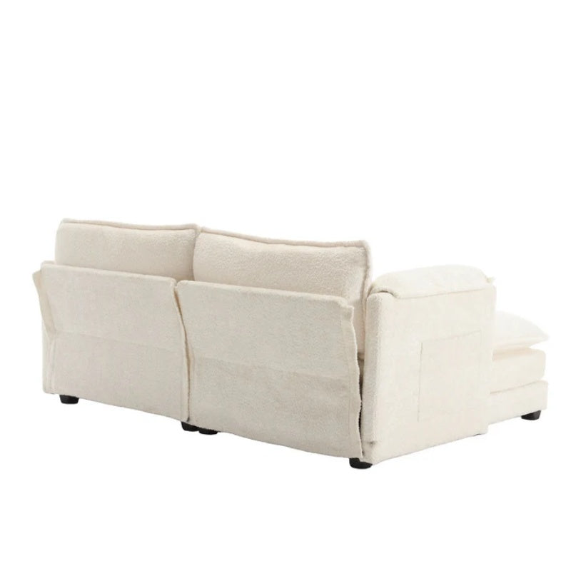 UNITED WE WIN Chenille fabric, removable armrests with side pockets, high density sponge filling, oversized double sofa with footstool-海智集-Default-