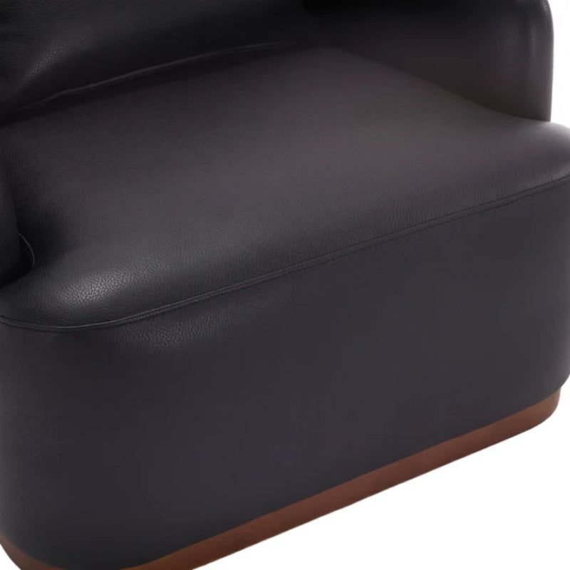 Contemporary Swivel Barrel Chair, Comfy Accent Sofa with 360 Degree Swivel, Black PU Leather, 31.5 x 31.5 x 27.56 Inches-海智集-Default-