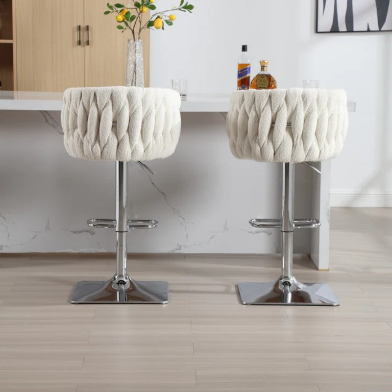 COOLMORE Vintage Bar Stools with Back and Footrest Counter Height Dining Chairs 2PC/SET-海智集-Default-
