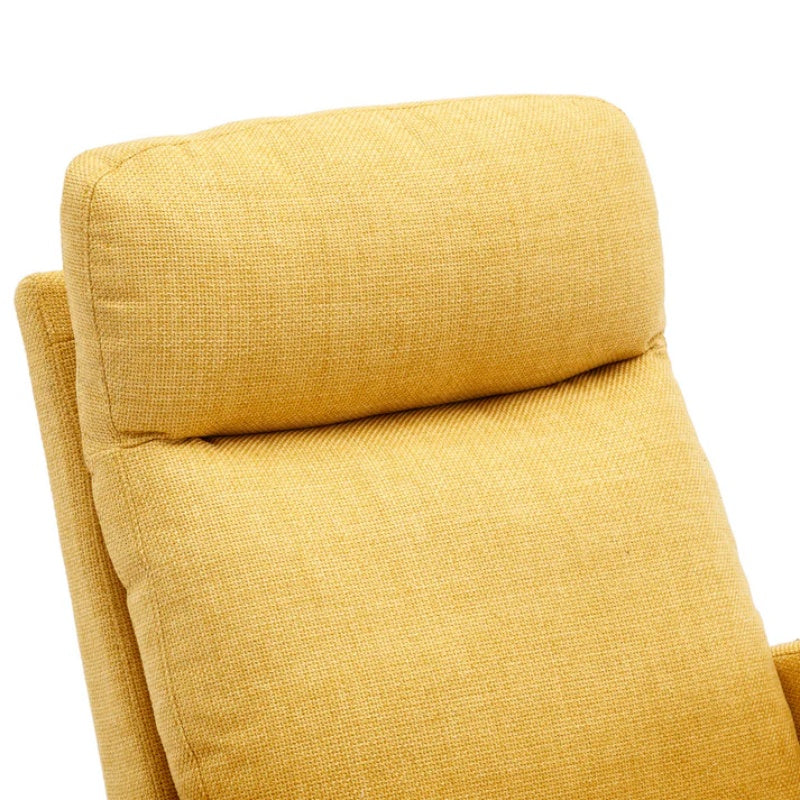 Rocking Chair, Modern Glider Chair, Recliner Armchair with Wood Legs and Side Pocket, Nursery Rocking Accent Chair with High Back for Living Room Bedroom (Yellow linen)-海智集-Default-