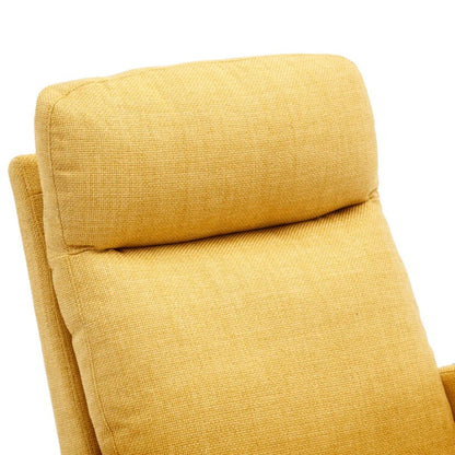 Rocking Chair, Modern Glider Chair, Recliner Armchair with Wood Legs and Side Pocket, Nursery Rocking Accent Chair with High Back for Living Room Bedroom (Yellow linen)-海智集-Default-