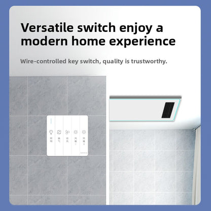 Integrated Ceiling Fan Heater and Bathroom Heater All-in-One Warm Air Blower for Bathroom Multi-Functional Home Heating Ventilation Lighting-Kitchen & Bathroom-海智集-Key Switch [2550W Dual Core Power]-300X600-