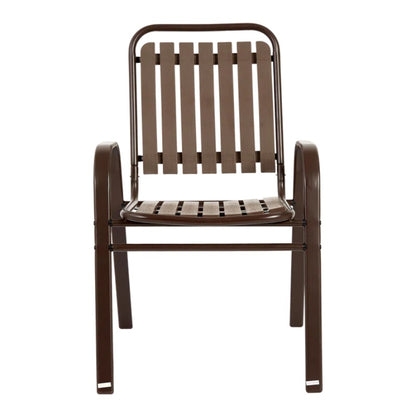 5-Piece Plastic chair and steel table Outdoor Dining Set, plastic Chairs and Table Set for Garden Patio, Brown-海智集-Default-