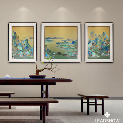 Chinese Landscape Embroidery Art - Silk Thread Mountain Water Painting, New Asian Style Framed Wall Decor-海智集-