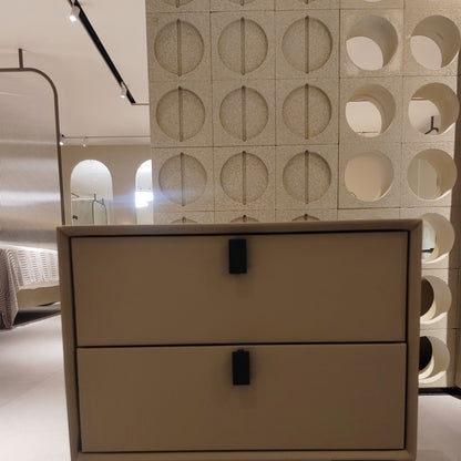 Modern Minimalist Leather Bed Set with Nightstands-海智集-