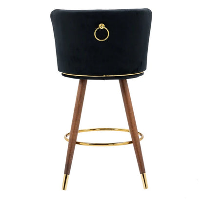 COOLMORE Counter Height Bar Stools Set of 2 for Kitchen Counter Solid Wood Legs with a fixed height of 360 degrees-海智集-Default-