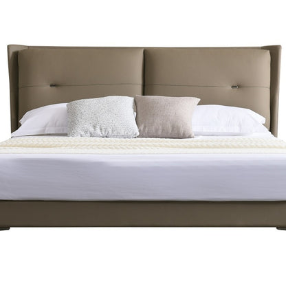 Luxurious bedding made of genuine leather, simple Italian light luxury, high-end solid wood soft package, without bedside table-海智集-