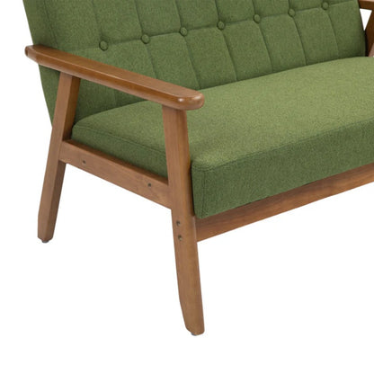 COOLMORE Mid-Century Modern Solid Loveseat Sofa Upholstered Linen Loveseat, 2-Seat Upholstered Loveseat Sofa Modern Couch-海智集-Default-