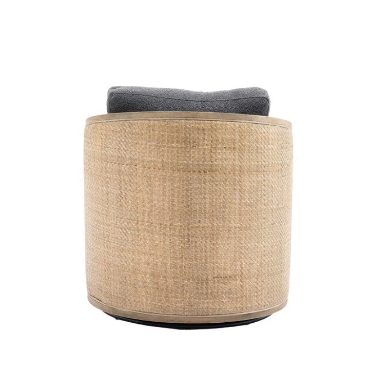 Comfy Swivel Barrel Chair, Round Accent Sofa for Living Room, 360 Degree Leisure Arm Chair, Carbon Black Boucle-海智集-Default-