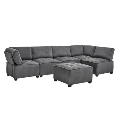 UNITED WE WIN Modular Sectional Sofa U Shaped Modular Couch with Reversible Chaise Modular Sofa Sectional Couch,6- Seat Convertible Sofa,Fit for Living Room-海智集-Default-
