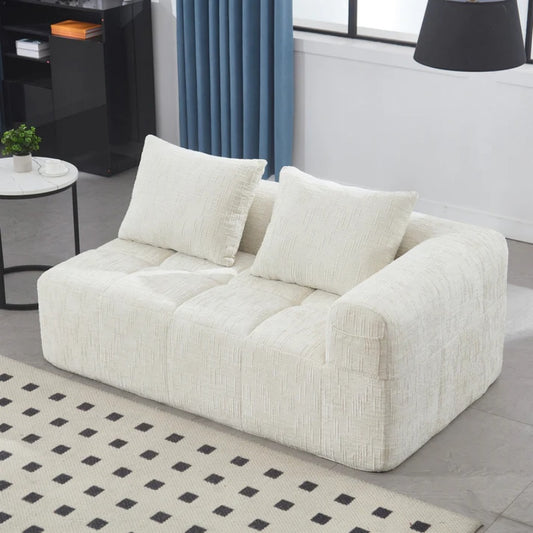 UNITED WE WIN Chenille Loveseat Sofa,Minimalist Modular Couches Sleeper for Living Room Bedroom Apartment Lounge-海智集-Default-