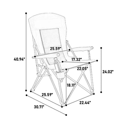High Back Heavy Duty Lawn Chair Support 250LBS, Portable Collapsible Chair with Cup Holder -Navy blue-海智集-Default-