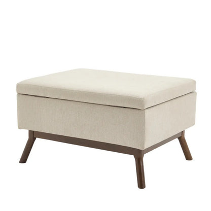 Mid-century modern square coffee table storage bench, assembled, suitable for living room, entryway and family room, used as a coffee table, stirrups, shoe bench-海智集-Default-