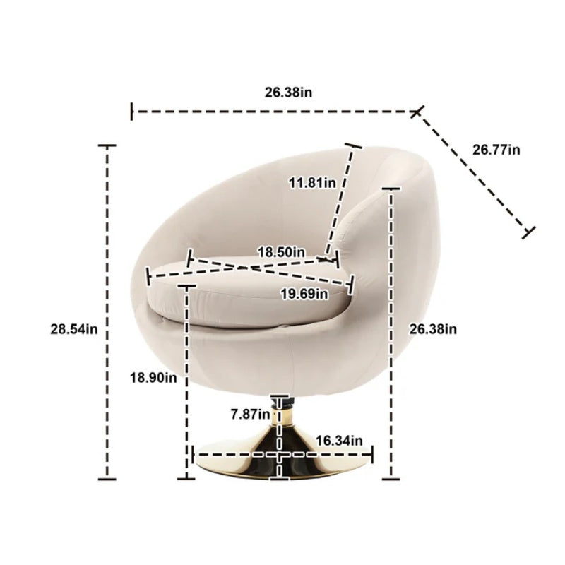 360 Degree Swivel Cuddle Barrel Accent Chairs, Round Armchairs with Wide Upholstered, Fluffy Fabric Chair for Living Room, Bedroom, Office, Waiting Rooms-海智集-Default-