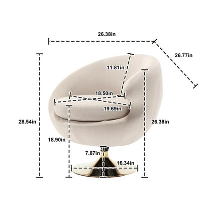 360 Degree Swivel Cuddle Barrel Accent Chairs, Round Armchairs with Wide Upholstered, Fluffy Fabric Chair for Living Room, Bedroom, Office, Waiting Rooms-海智集-Default-