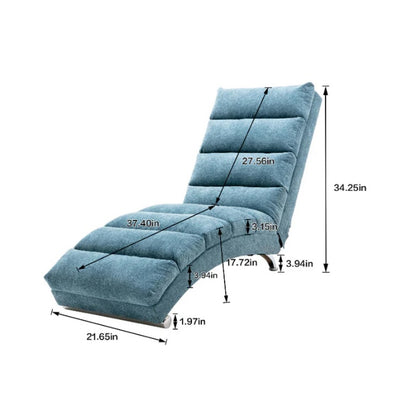 Ergonomic Linen Massage Chaise Lounge with Remote Control, 5 Modes, Blue, 21.65 x 58.27 x 34.25 inches-海智集-Default-