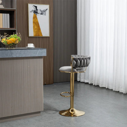 COOLMORE Swivel Bar Stools Adjustable Counter Height Chairs with Footrest for Kitchen, Dining Room-海智集-Default-