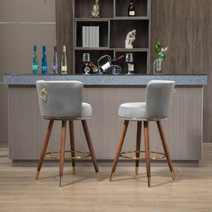 COOLMORE Counter Height Bar Stools Set of 2 for Kitchen Counter Solid Wood Legs with a fixed height of 360 degrees-海智集-Default-
