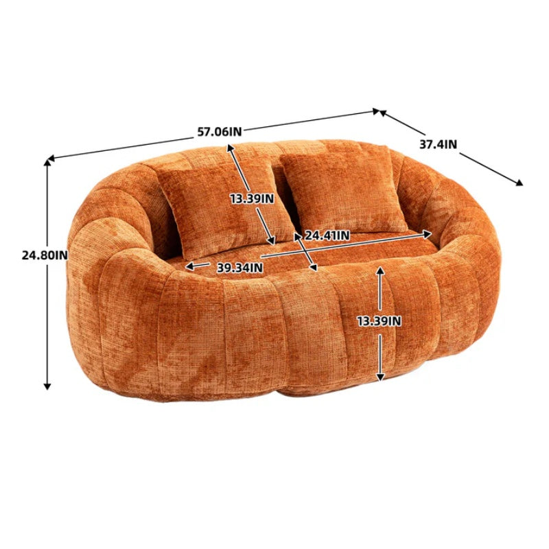 Durable Comfort High Back Bean Bag Sofa Lounger for Adults and Kids, Indoor & Outdoor, Orange Chenille-海智集-Default-