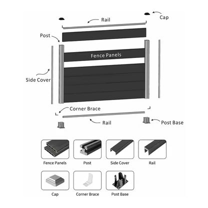 New Metal Fence Panels Aluminum Wpc Wood Plastic Composite Panel Fence and Gates for Houses-海智集-