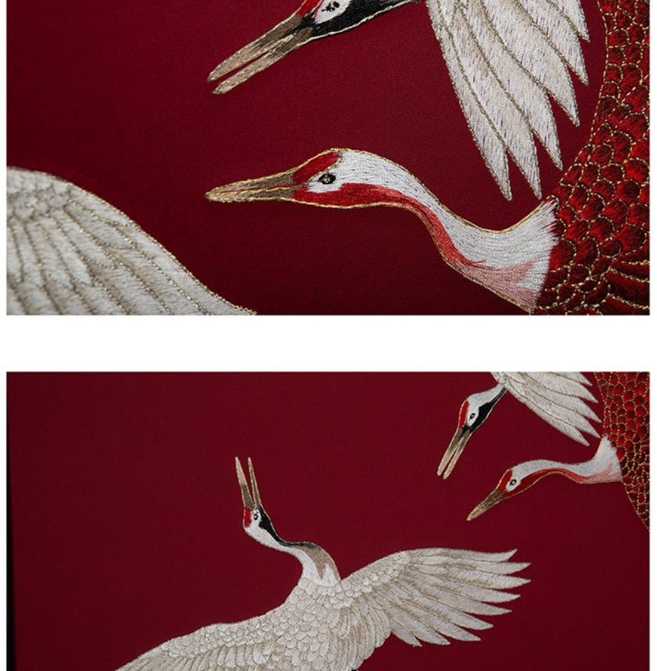 Decorative Art-Cranes Dancing in Crimson Clouds, Scroll II-海智集-