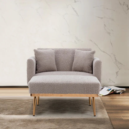 COOLMORE fashionable and classic style chaise lounge chair / accent chair for Living Room, bedroom (Grey Teddy)-海智集-Default-