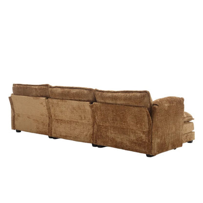 Modern Large L-Shape Sectional Chenille fabric, movable pedals, detachable armrests, oversized three-seat Sofa-海智集-Default-
