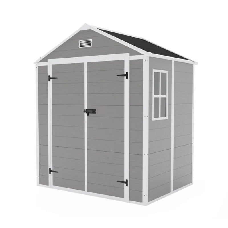 Campcraft 6*5ft resin storage shed, high quality pp material, strong structure, waterproof, rust and UV proof, large storage space, 12mm thick pp board, HD window lighting-海智集-Default-