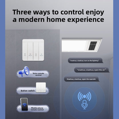 Voice Control Bathroom Heater and Ventilation Fan Combo with Mobile APP Remote Control Integrated Ceiling Heater for Bathroom-Kitchen & Bathroom-海智集-Wired Voice Model/Phone APP Model-300X600-