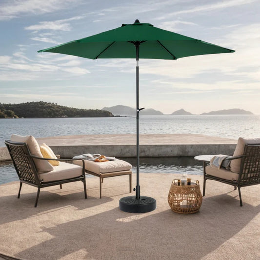 9FT Outdoor Patio Umbrella Outdoor Table Umbrella with Push Button Tilt and Crank, Market Umbrella 6 Sturdy Ribs , Deck, Backyard, Pool (Base Not Included) - ( Dark green )-海智集-Default-