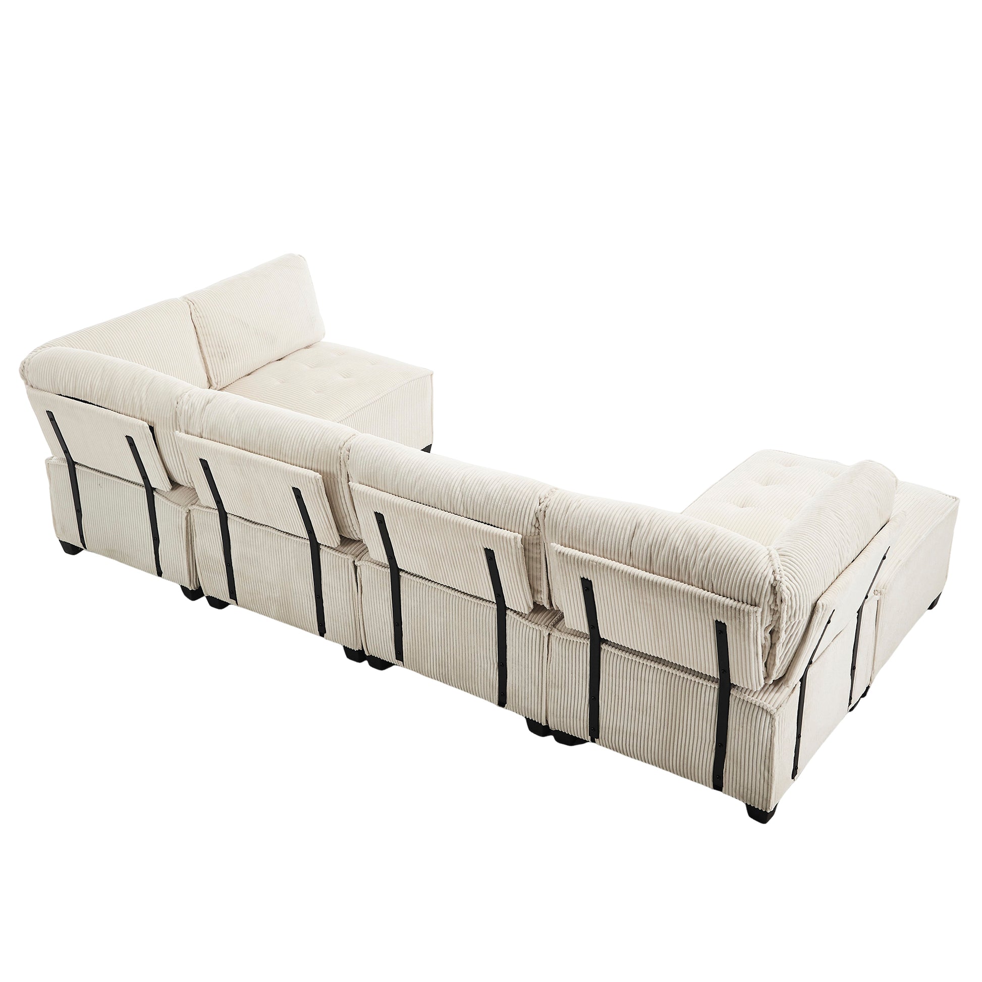 UNITED WE WIN Modular Sectional Sofa U Shaped Modular Couch with Reversible Chaise Modular Sofa Sectional Couch,6- Seat Convertible Sofa,Fit for Living Room-海智集-Default-