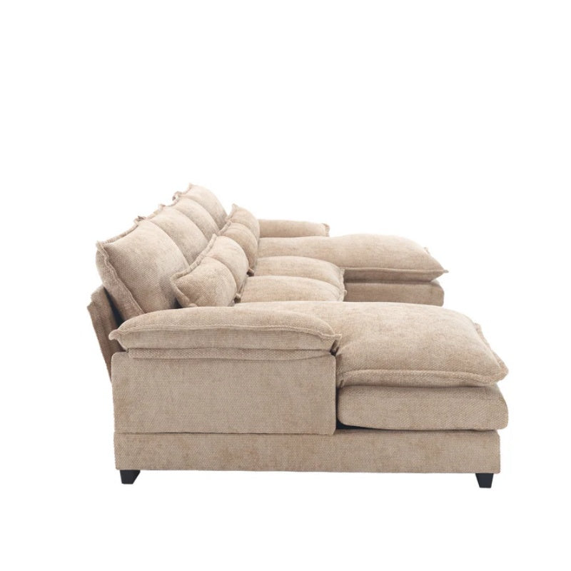 UNITED WE WIN Chenille, high quality sponge filling, solid wood frame, oversized four-seater, U-shaped combination sofa-海智集-Default-