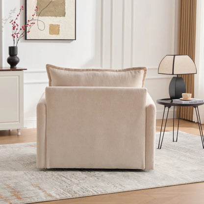 UNITED WE WIN Swivel Barrel Chair - Mid Century Modern Chair, Thick Padded Arm Chair with Solid Metal Base, Comfortable Single Sofa Chair, Swivel Accent Chair for Living Room Bedroom-海智集-Default-