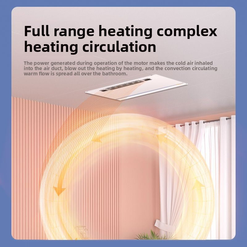 Large Screen Lighting Wind Heating Exhaust Ventilation Integrated Ceiling Bathroom Heater Bathroom Heater with Delay Shut-off Heating Device-Kitchen & Bathroom-海智集-Key Switch [2850W Dual Core Power]-300X600-