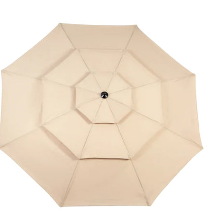 Aluminium 10ft 3 Tier Auto-tilt Umbrella ,Outdoor Patio Umbrella - Market Table Pool Deck Umbrella (Base Not Included) - ( khaki )-海智集-Default-