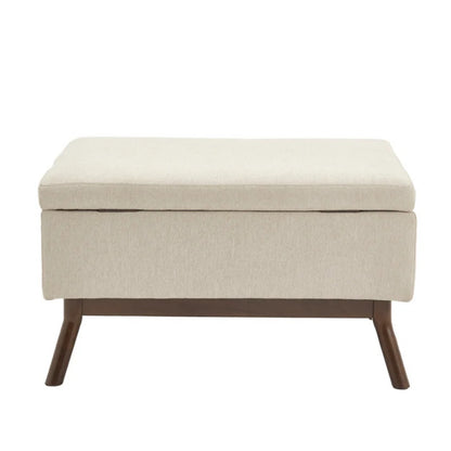 Mid-century modern square coffee table storage bench, assembled, suitable for living room, entryway and family room, used as a coffee table, stirrups, shoe bench-海智集-Default-