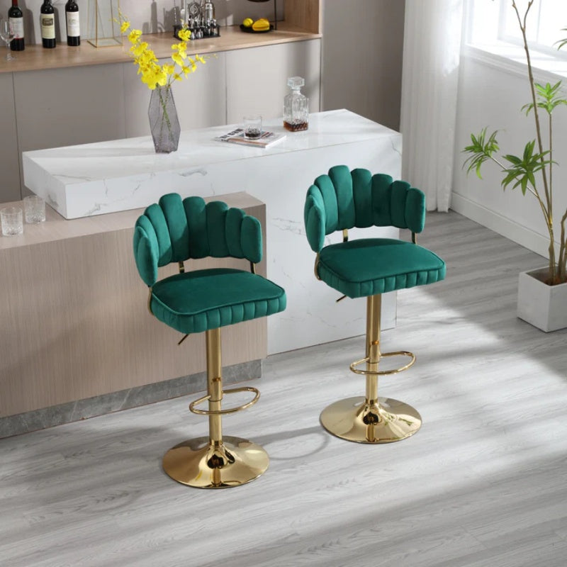 COOLMORE Swivel Bar Stools Set of 2 Adjustable Counter Height Chairs with Footrest for Kitchen, Dining Room-海智集-Default-
