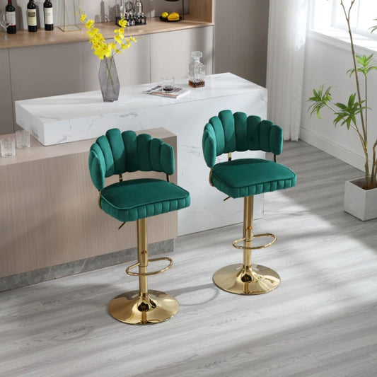 COOLMORE Swivel Bar Stools Set of 2 Adjustable Counter Height Chairs with Footrest for Kitchen, Dining Room-海智集-Default-
