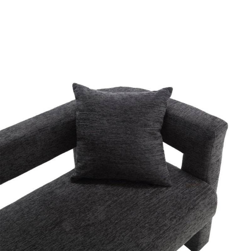Modern Chenille Loveseat Sofa, Comfy Upholstered 2-Seater Sofa, Small Loveseat Accent Couch for Living Bedroom Leisure Areas, Carbon Black-海智集-Default-