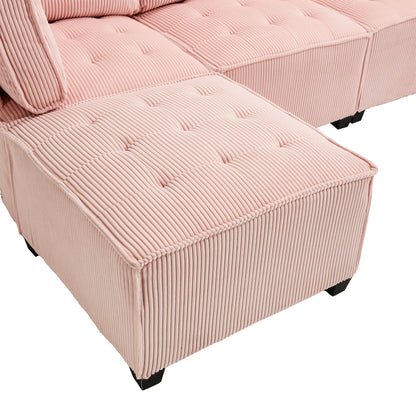 UNITED WE WIN Modular Sectional Sofa U Shaped Modular Couch with Reversible Chaise Modular Sofa Sectional Couch,6- Seat Convertible Sofa,Fit for Living Room-海智集-Default-