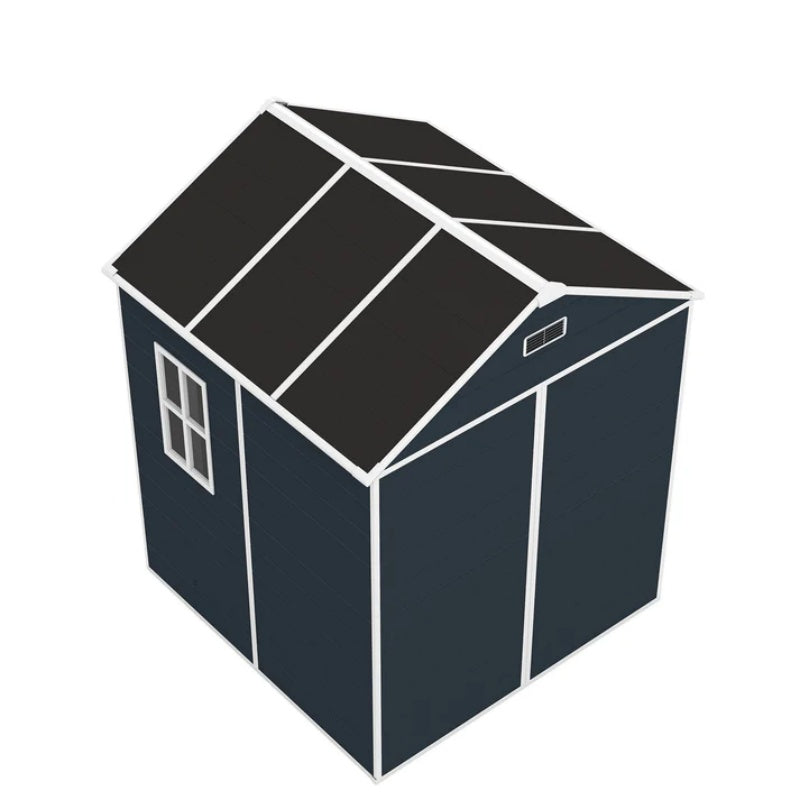 Campcraft 6*6ft resin storage shed, high quality pp material, strong structure, waterproof, rust and UV proof, large storage space, 12mm thick pp board, HD window lighting Dark gray-海智集-Default-