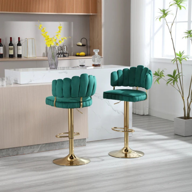 COOLMORE Swivel Bar Stools Set of 2 Adjustable Counter Height Chairs with Footrest for Kitchen, Dining Room-海智集-Default-