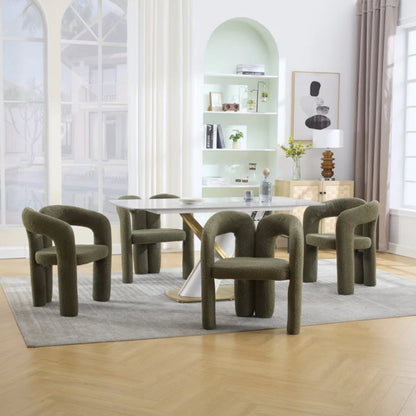 COOLMORE Contemporary Designed Velvet Upholstered Accent/Dining Chair in Olive Teddy Fabric with Armrests-海智集-Default-