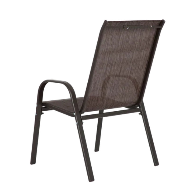 2 Piece Patio Chairs, Outdoor Camping Chairs with Breathable Textilene Fabric, Set of 2 Garden Chairs with Armrest High Backrest for Garden Patio Pool Beach Yard Space Saving ( Brown)-海智集-Default-