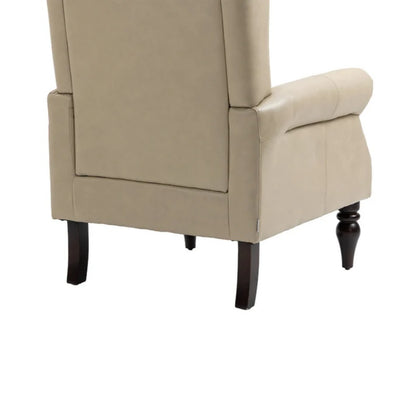 Modern Accent Chair Lounge Chair with Sturdy Wood Legs in Camel PU Leather for Living Room and Bedroom-海智集-Default-