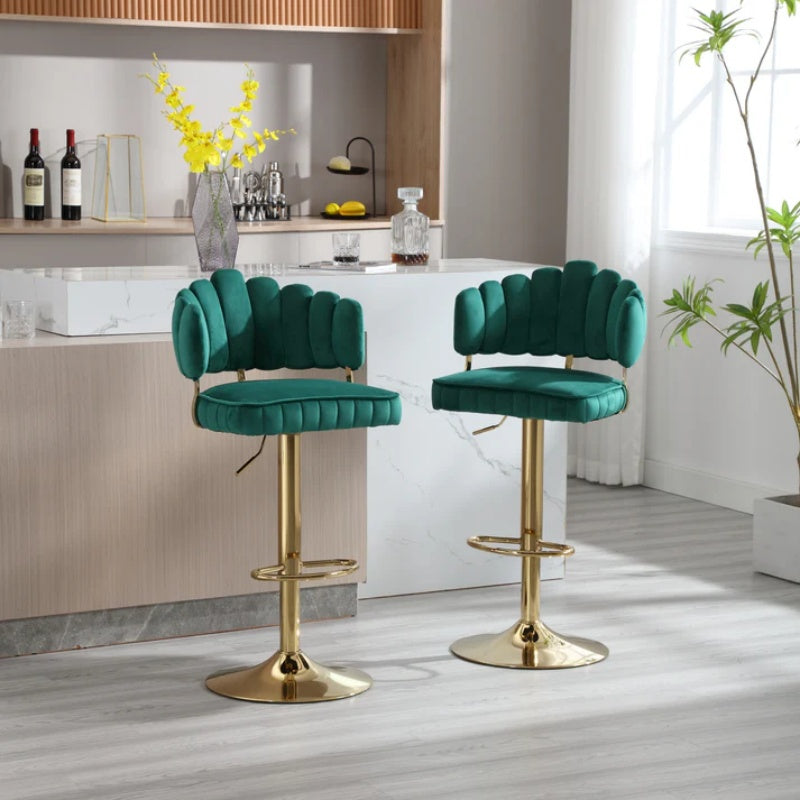 COOLMORE Swivel Bar Stools Set of 2 Adjustable Counter Height Chairs with Footrest for Kitchen, Dining Room-海智集-Default-