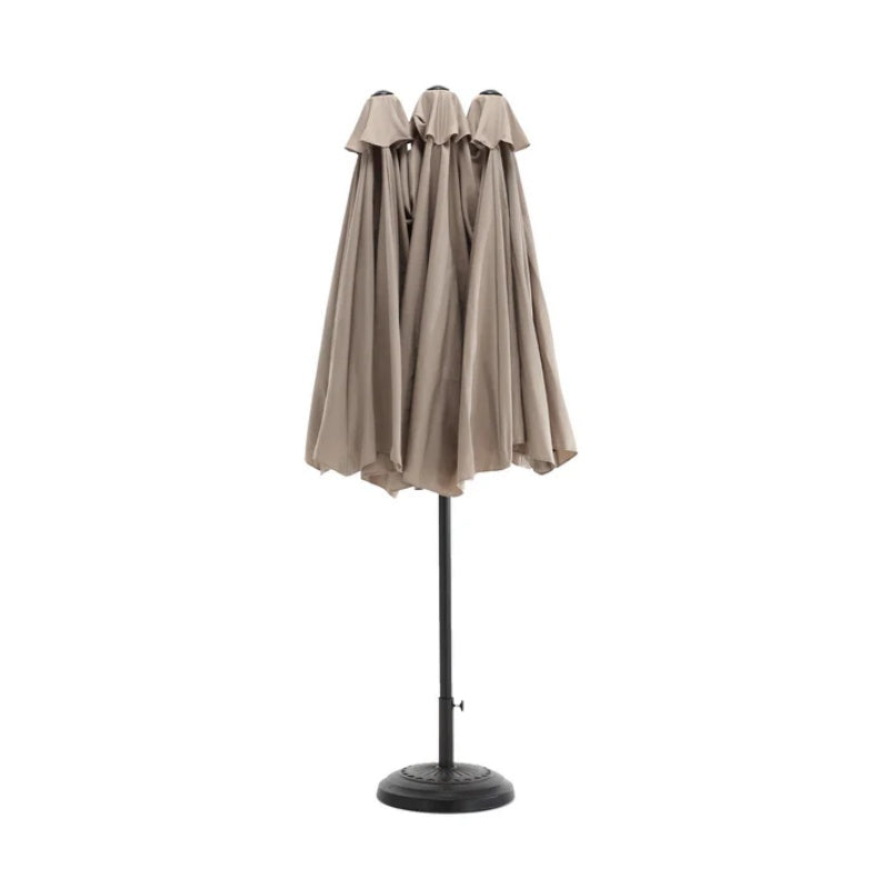 14.8 Ft Double Sided Outdoor Umbrella Rectangular Large with Crank ( khaki )(No Base)-海智集-Default-
