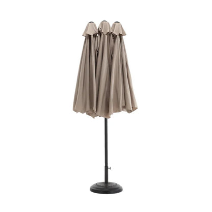 14.8 Ft Double Sided Outdoor Umbrella Rectangular Large with Crank ( khaki )(No Base)-海智集-Default-